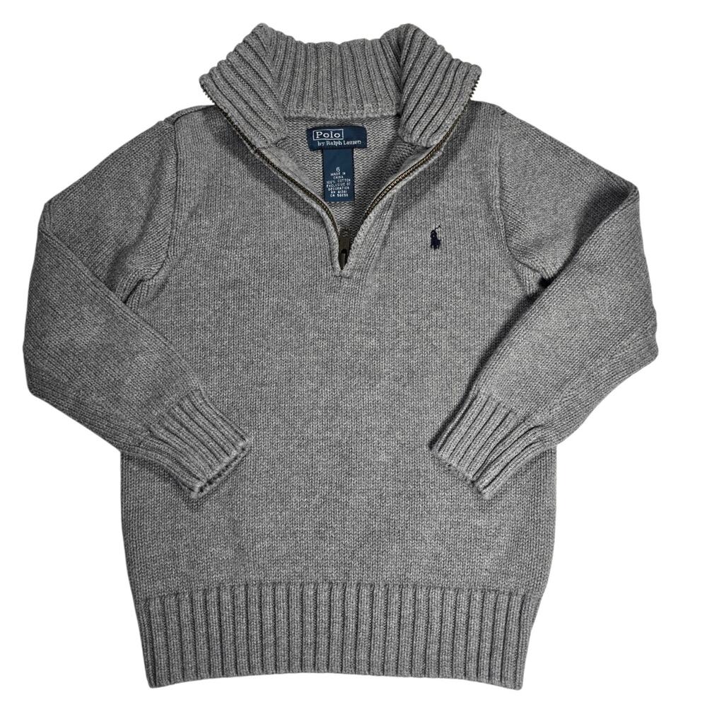 Polo Ralph Lauren Quarter Zip Gray Color Boys Size 6 100% Cotton Pony - Picture 4 of 9